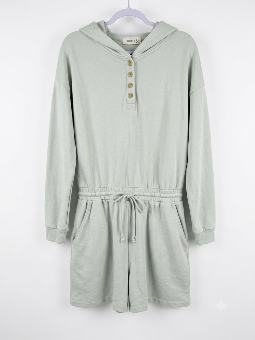 Fourteen and 9th Tan Hooded Romper